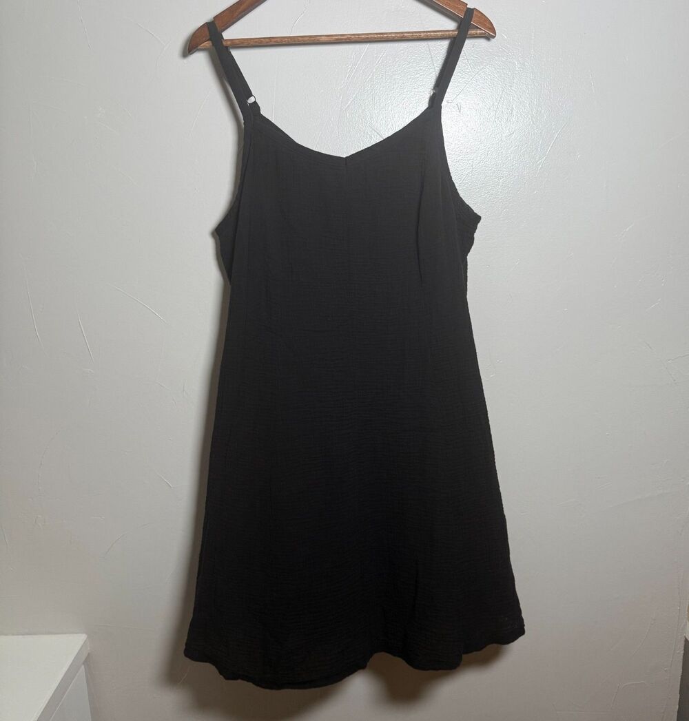 Torrid Midi Pucker Woven Trapeze Dress Black Women's Size 2 2X 18-20 NWT Summer